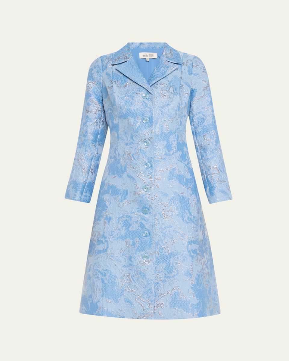 A-Line Metallic Jacquard Coat Dress